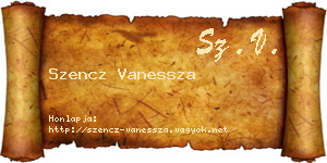 Szencz Vanessza névjegykártya